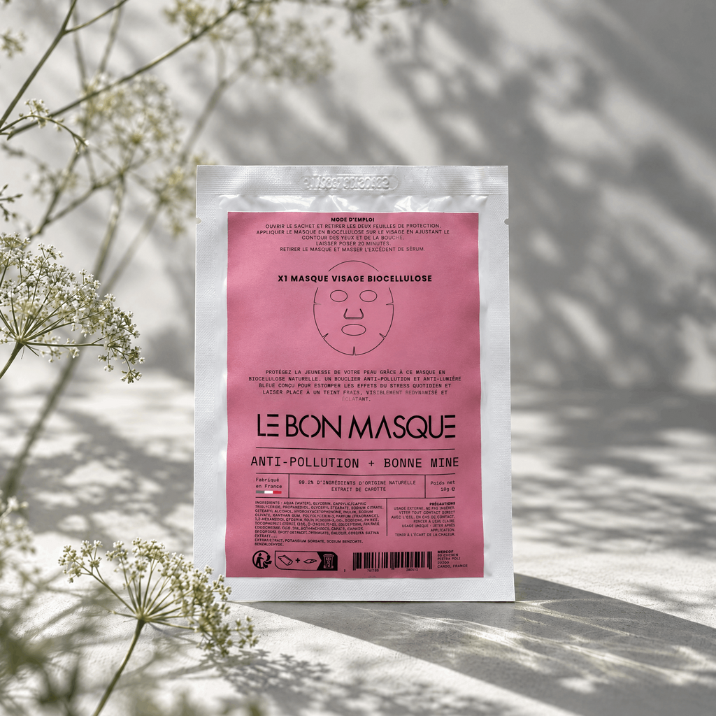 Masque Tissu Visage Biocellulose - Anti-Pollution & Bonne Mine
